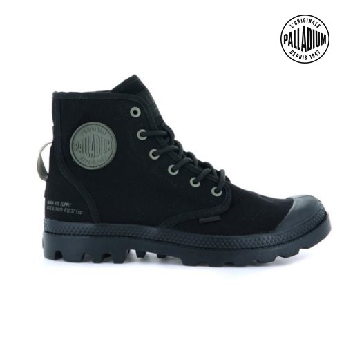 Palladium Pampa Hi Htg Supply Women's Boots Black | UK Q095-RBW